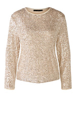 Load image into Gallery viewer, Champagne Long Sleeved Sequin Top 80097
