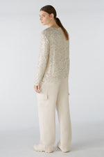 Load image into Gallery viewer, Champagne Long Sleeved Sequin Top 80097
