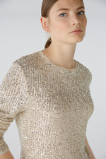 Load image into Gallery viewer, Champagne Long Sleeved Sequin Top 80097
