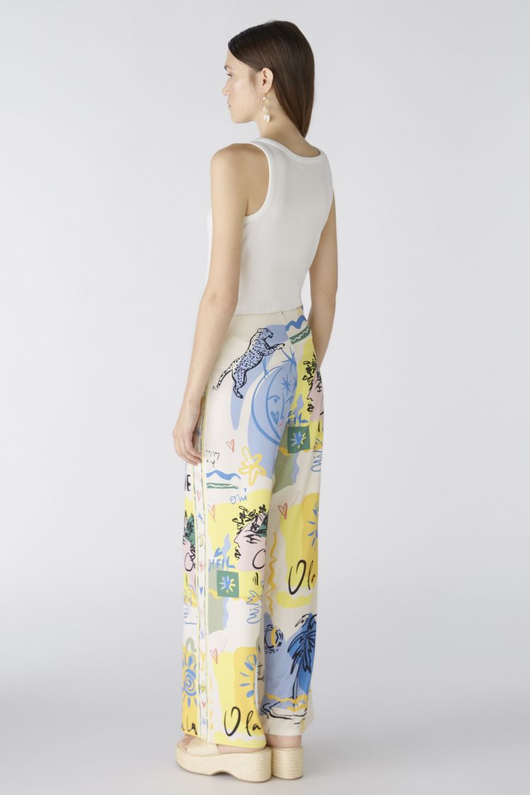 Oui Crease Free Marlene Print wide Leg Trouser 87582