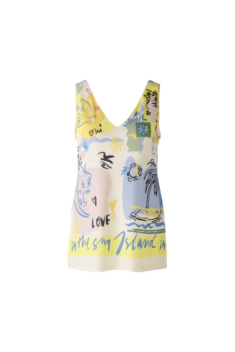 Oui V Neck Sea Printed Top 88013