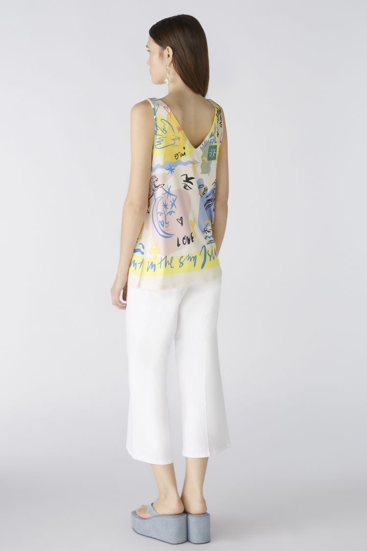 Oui V Neck Sea Printed Top 88013