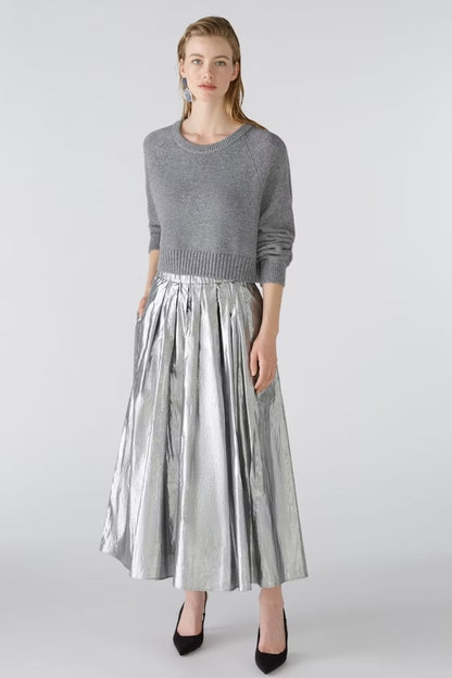 Metallic Taffeta Cotton Blend Maxi Skirt 88974