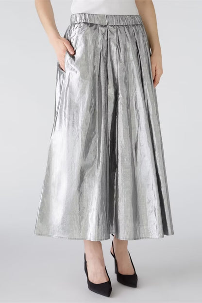 Metallic Taffeta Cotton Blend Maxi Skirt 88974