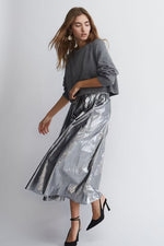 Load image into Gallery viewer, Metallic Taffeta Cotton Blend Maxi Skirt 88974
