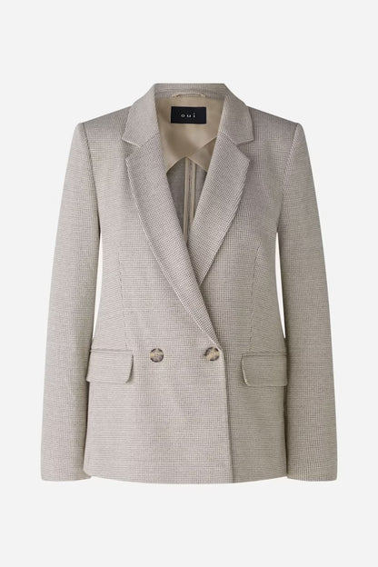 Oui Houndstooth Cotton Blend Blazer 89072