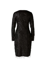 Load image into Gallery viewer, Fringed Sequin Black Dress 89818
