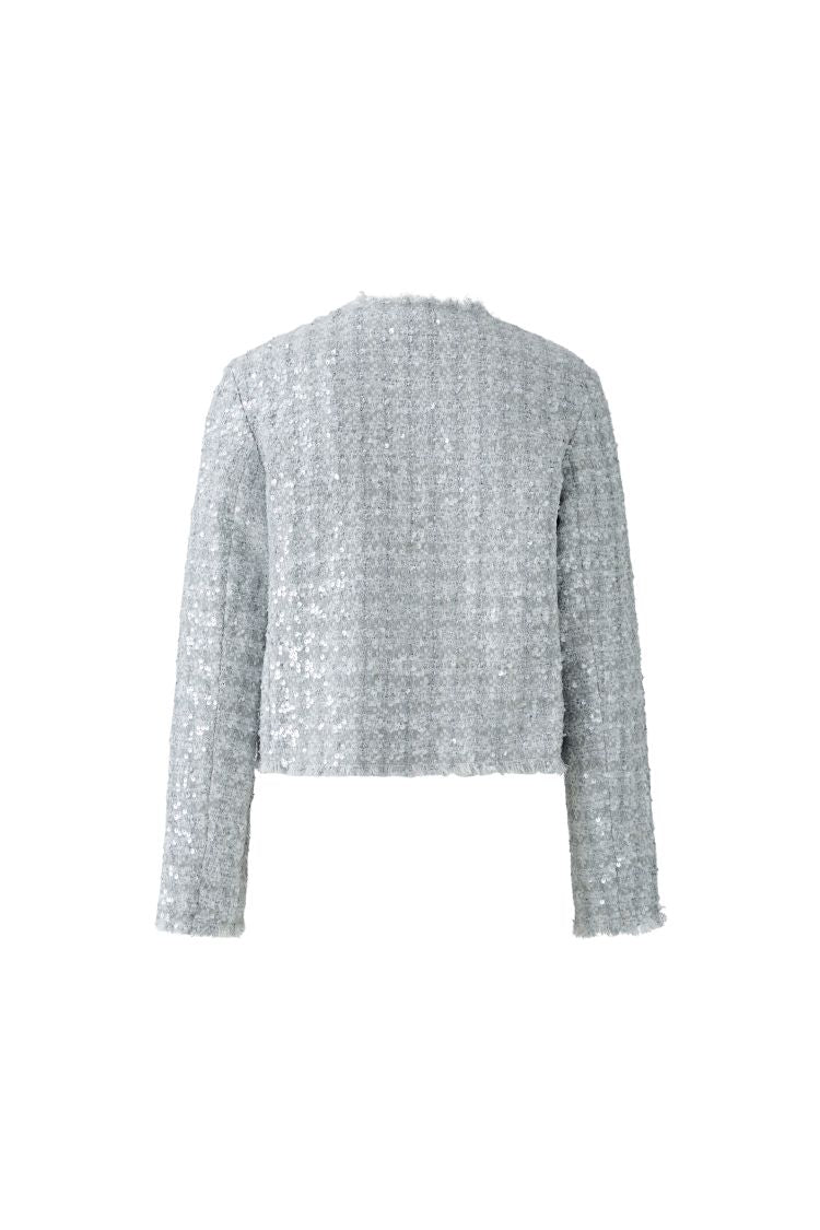 Oui Jacket Silver Sequin Boucle Button Front 92065 
