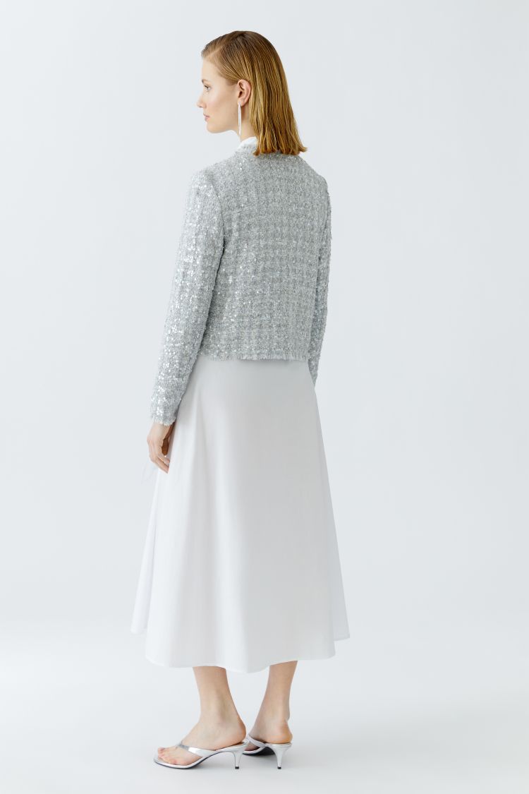 Oui Jacket Silver Sequin Boucle Button Front 92065 