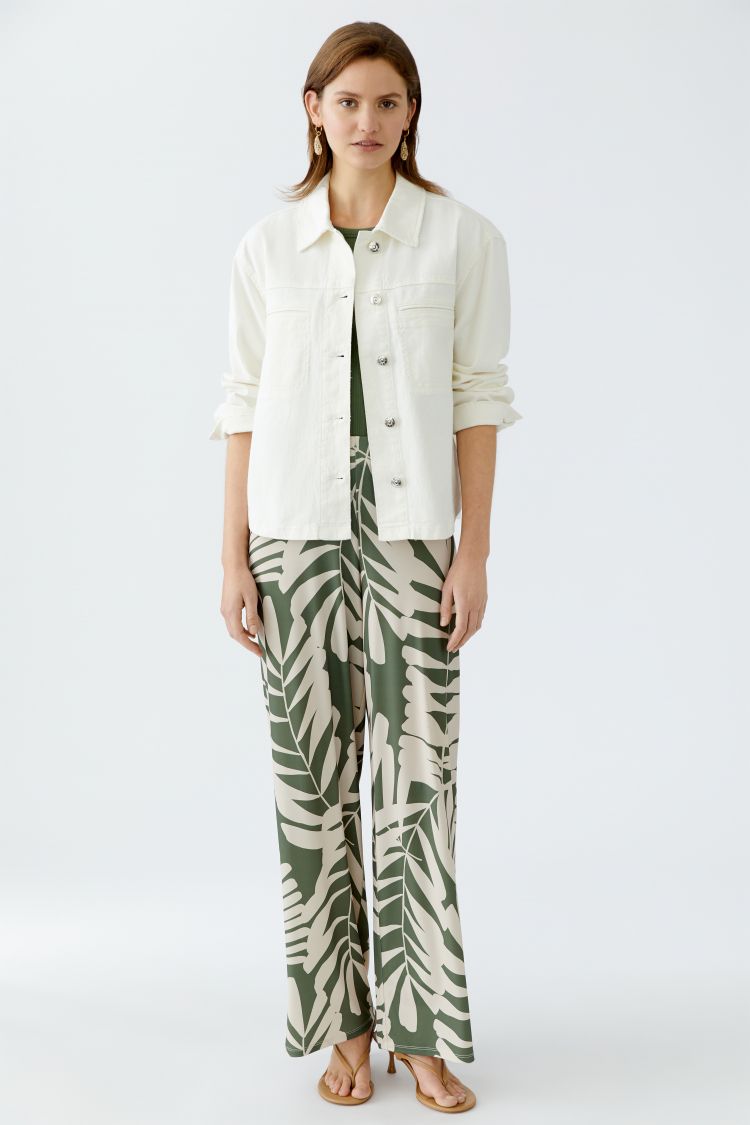 Khaki Leaf Printed Trousers 92808
