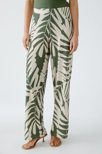 Khaki Leaf Printed Trousers 92808