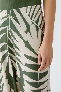 Khaki Leaf Printed Trousers 92808