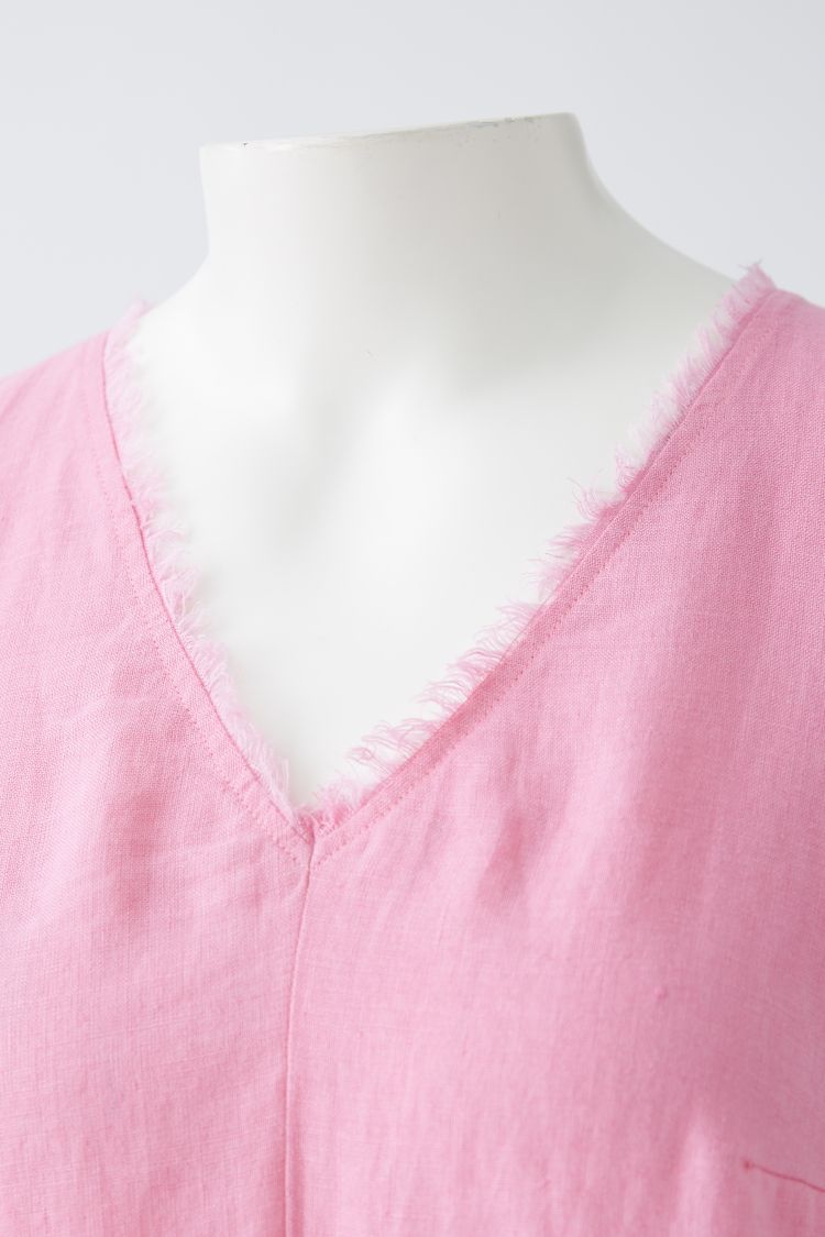 Wild Orchid Pink Pure Linen Dress