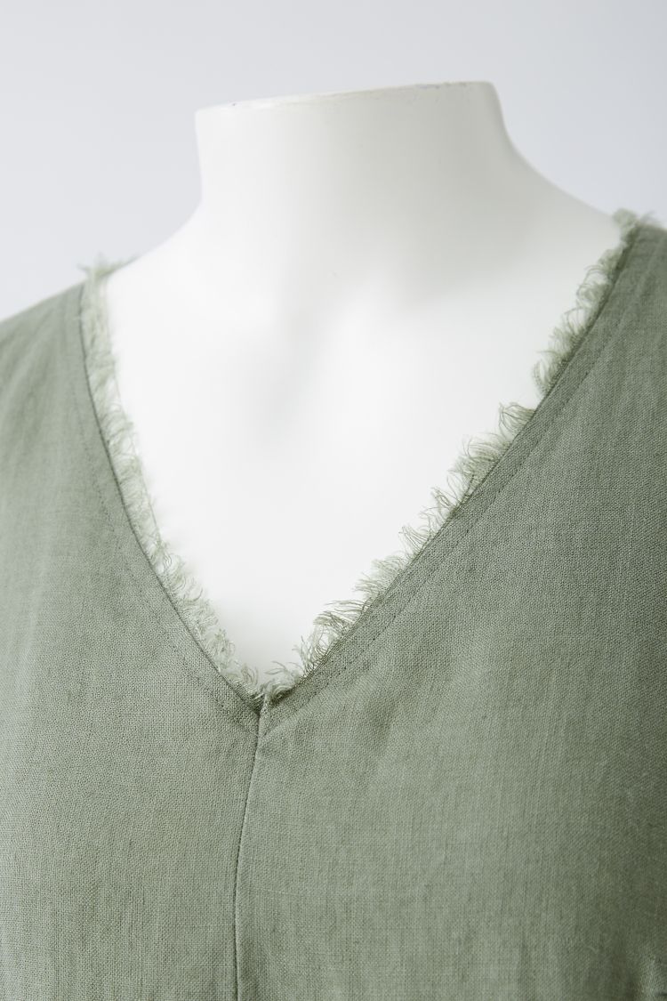 Green Moss Pure Linen Dress