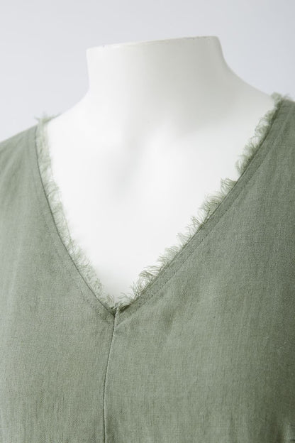 Green Moss Pure Linen Dress