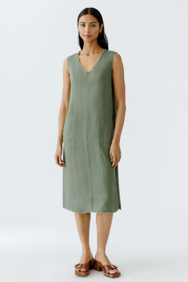 Green Moss Pure Linen Dress
