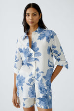 Load image into Gallery viewer, Blue Dolce Vita Floral Cotton Shirt 92934
