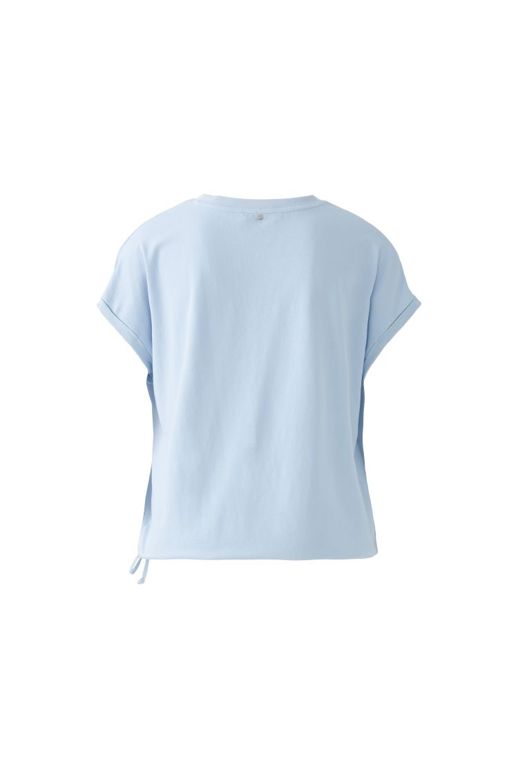 Oui V-Neck Cap Sleeve Blouse with drawstring 92989