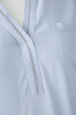 Load image into Gallery viewer, Chic V-Neck Blouse with drawstring 92989
