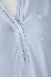 Chic V-Neck Blouse with drawstring 92989