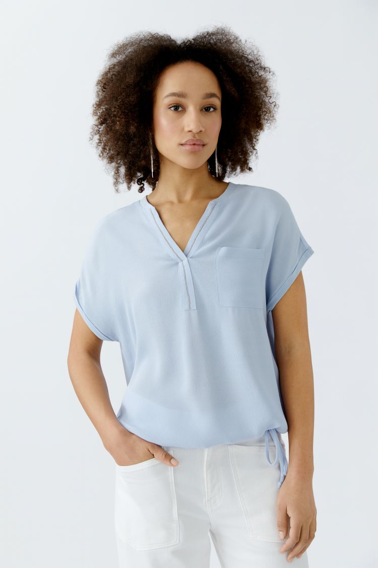 Chic V-Neck Blouse with drawstring 92989