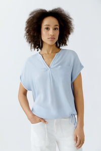 Chic V-Neck Blouse with drawstring 92989