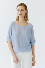 Load image into Gallery viewer, Light Blue Knitted Linen Top 93309

