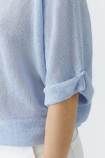 Load image into Gallery viewer, Light Blue Knitted Linen Top 93309
