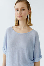 Load image into Gallery viewer, Light Blue Knitted Linen Top 93309
