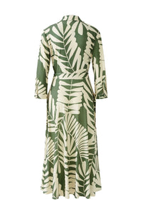 Khaki Leaf Print Shirt Dress 93501