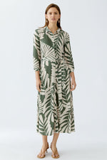 Load image into Gallery viewer, Khaki Leaf Print Shirt Dress 93501
