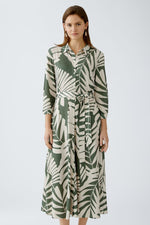 Load image into Gallery viewer, Khaki Leaf Print Shirt Dress 93501
