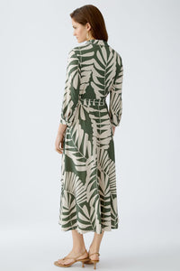 Khaki Leaf Print Shirt Dress 93501