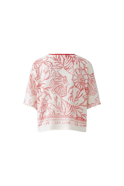Oui Coastal Print Cotton Knit Top