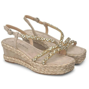 Suede Wedge Sandal with Stones