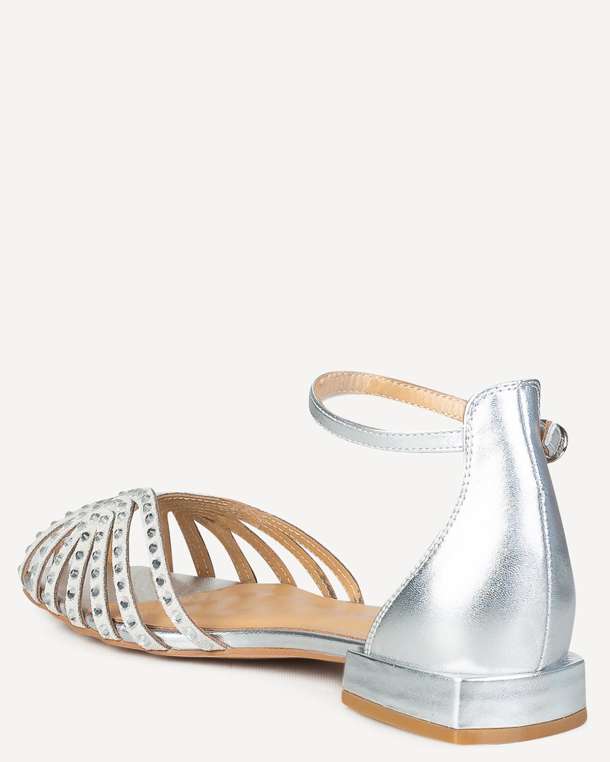Alma En Pena Silver Flat Sandals with Rhinestones V23200
