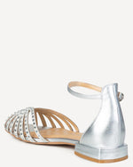 Load image into Gallery viewer, Silver Flat Sandals with Rhinestones V23200
