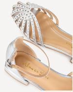 Load image into Gallery viewer, Silver Flat Sandals with Rhinestones V23200
