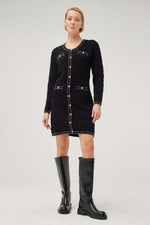 Load image into Gallery viewer, Knitted Dress with Diamanté &amp; Pearl Details AWR482
