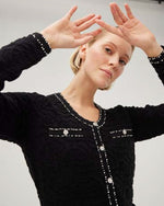 Load image into Gallery viewer, Knitted Dress with Diamanté &amp; Pearl Details AWR482
