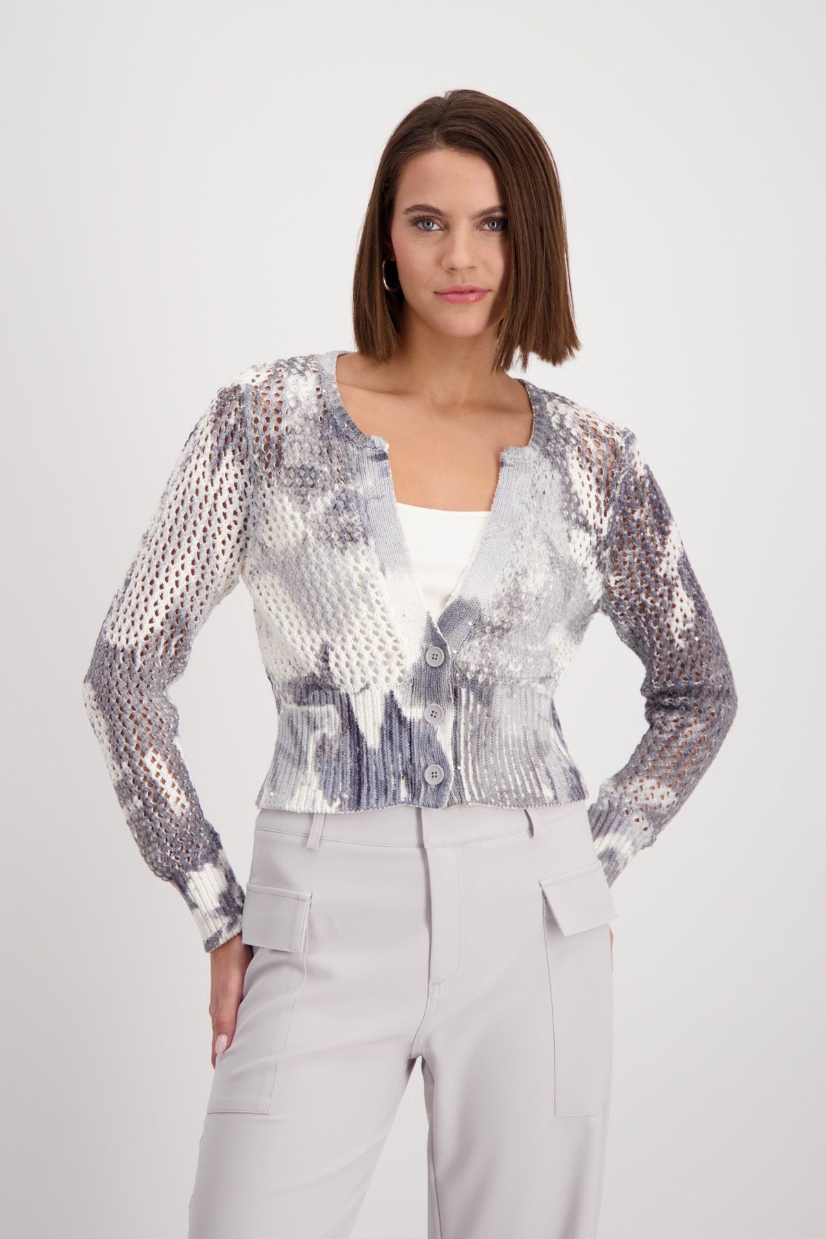 Ajour Pattern Sparkling Cardigan 408329