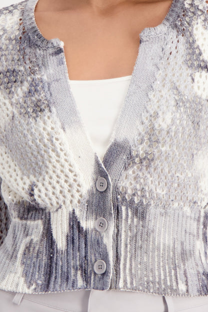 Ajour Pattern Sparkling Cardigan 408329