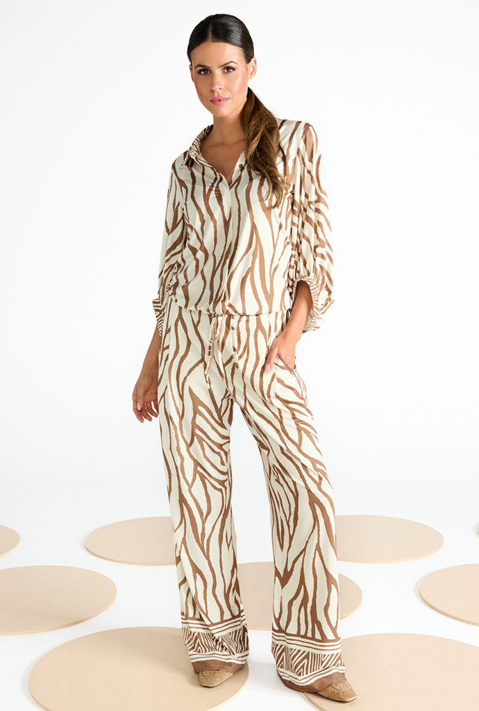 Zebra Print Wide Leg Pull-On Trousers - Lucindas on-line