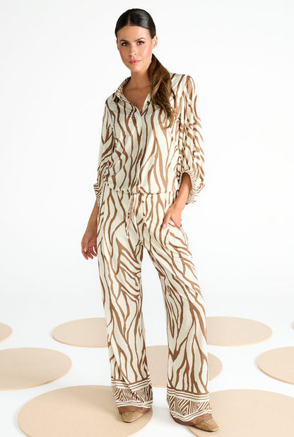 Zebra Print Wide Leg Pull-On Trousers - Lucindas on-line