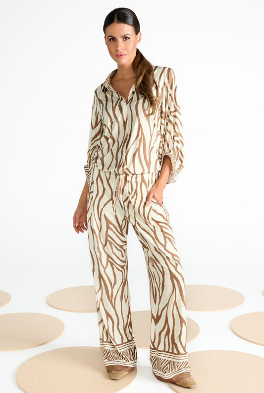 Zebra Print Wide Leg Pull-On Trousers - Lucindas on-line