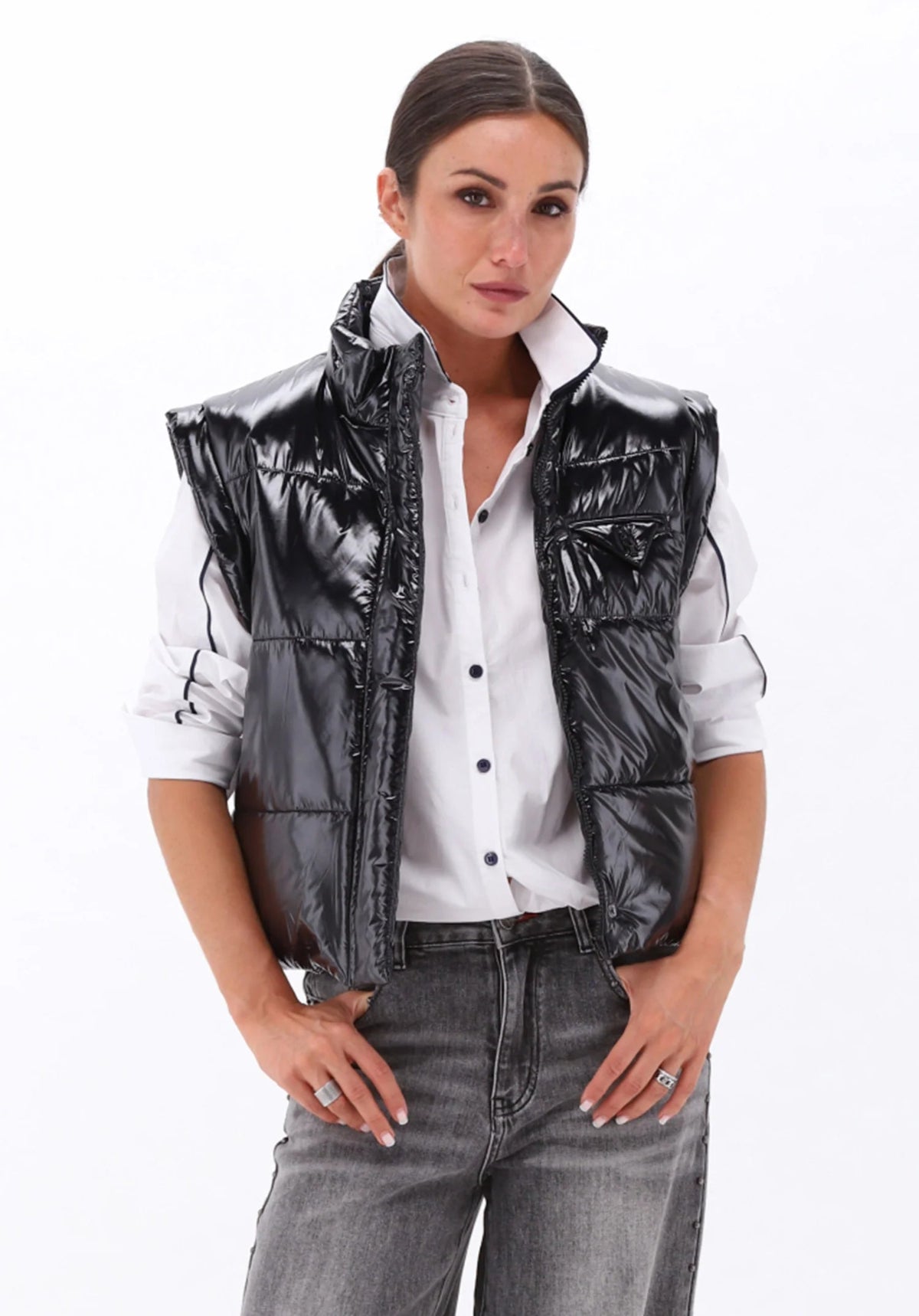 Lacquered Gilet with Thermal Lining