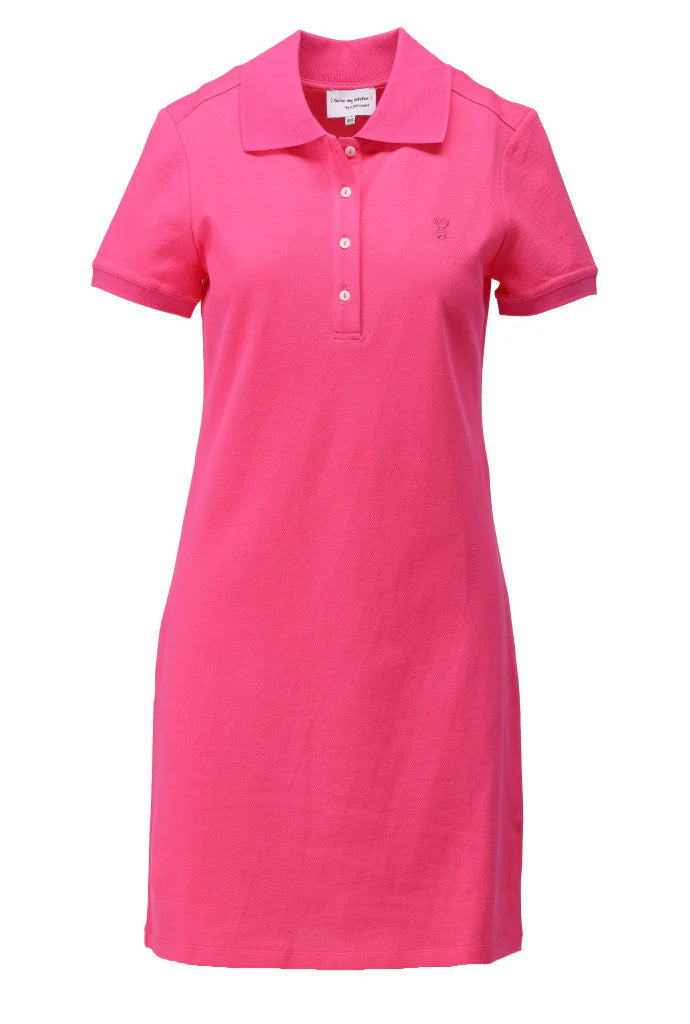 Vibrant Pink Short-Sleeve Polo Dress