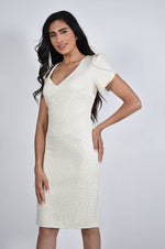 Load image into Gallery viewer, Jacquard Dress with Tulip Sleeves 228232
