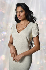 Load image into Gallery viewer, Jacquard Dress with Tulip Sleeves 228232
