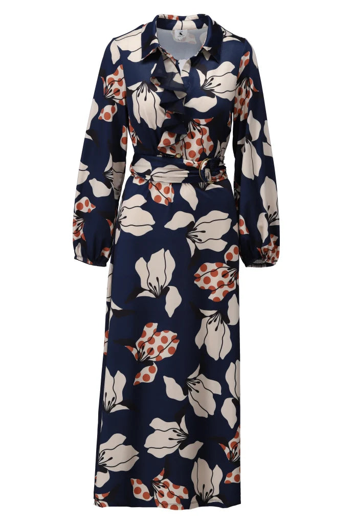 Navy Floral Print Maxi Dress